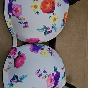 Floral Print Bra with Black Straps